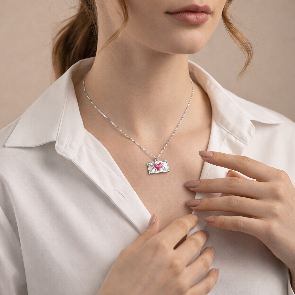 Collana Busta d’Amore con Cuore Rosa